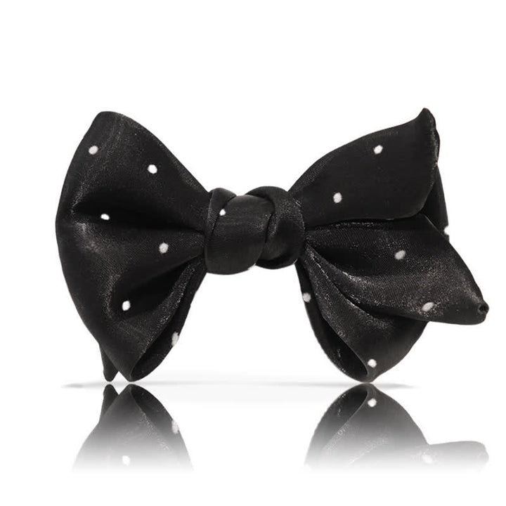 Men's Romantic Black & White Polka Dots Bow Tie - Style #2 - image 4