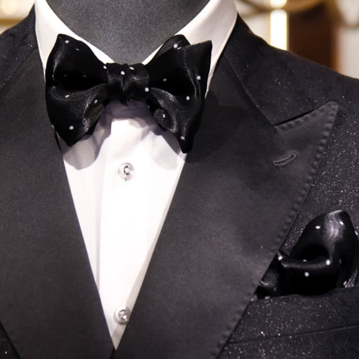 Men's Romantic Black & White Polka Dots Bow Tie - image 2