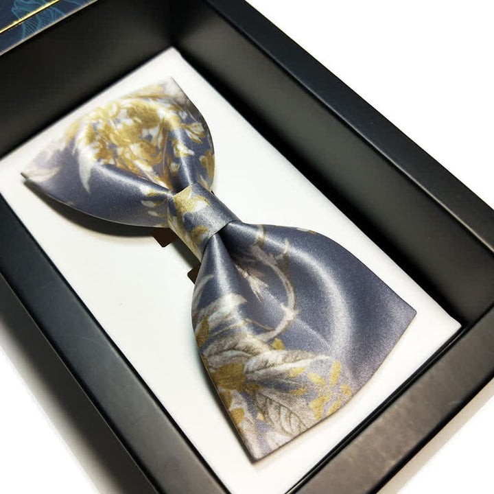 Men's Elegant Gray Yellow & White Floral Bow Tie - Style #1 - image 0