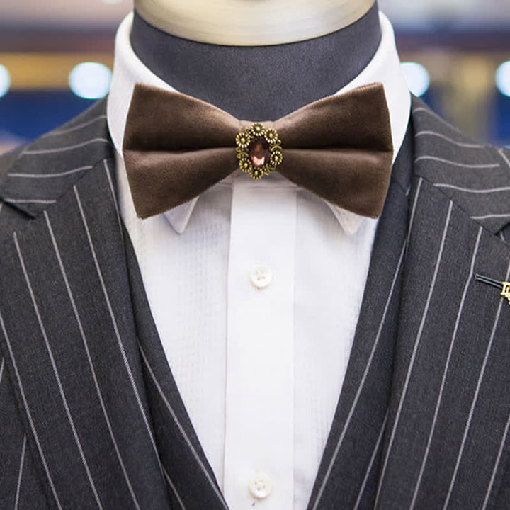 Men's Sunflower Artficial Crystal Velvet Bow Tie - image 9