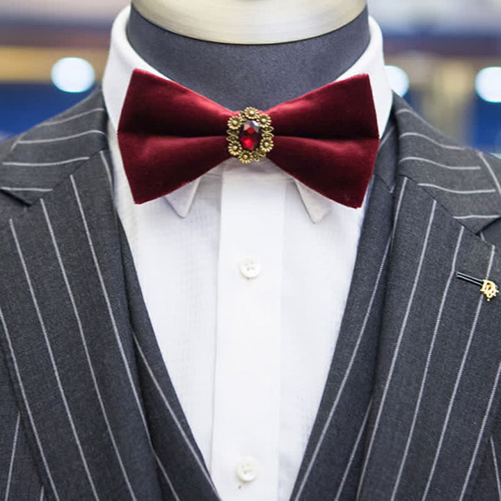 Men's Sunflower Artficial Crystal Velvet Bow Tie - image 3