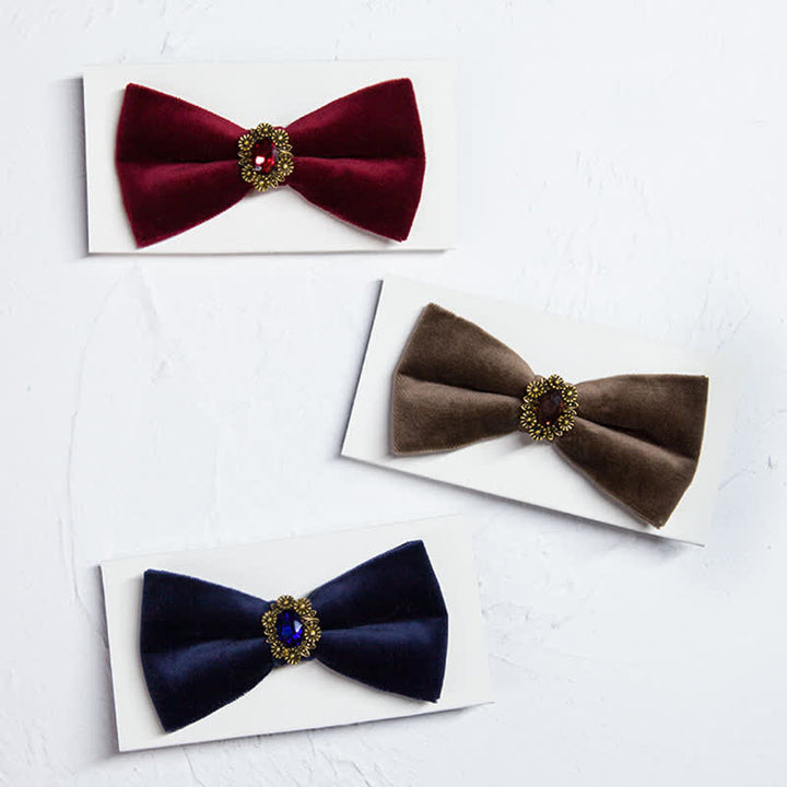 Men's Sunflower Artficial Crystal Velvet Bow Tie - image 1