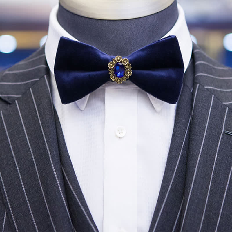 Men's Sunflower Artficial Crystal Velvet Bow Tie - image 6