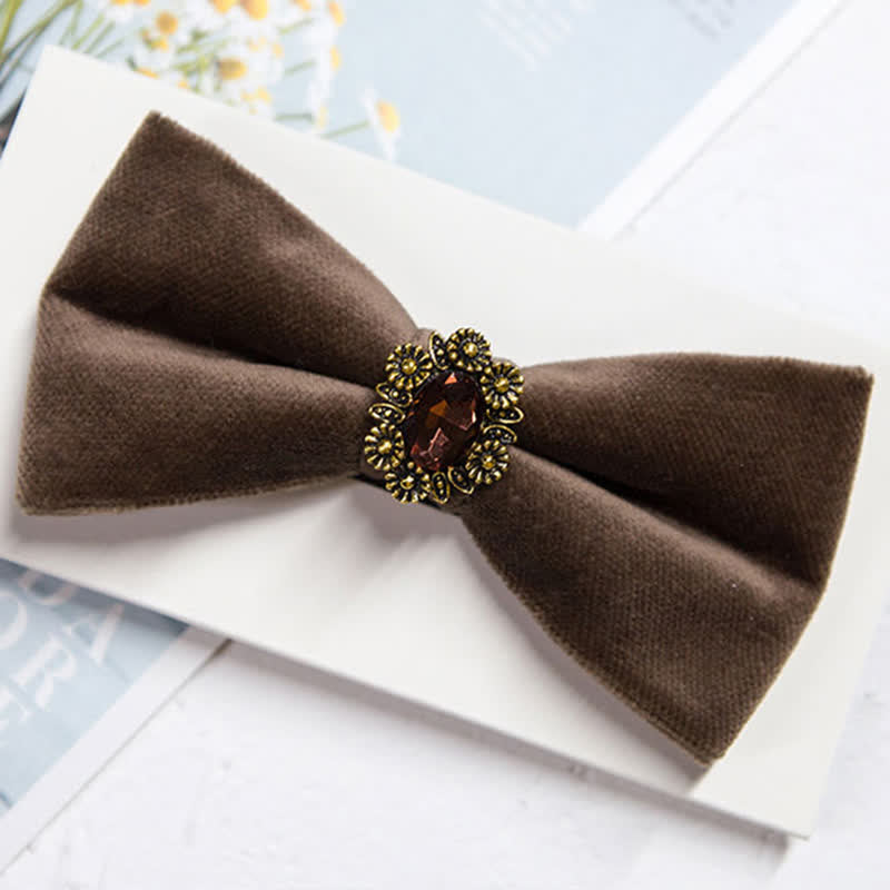 Men's Sunflower Artficial Crystal Velvet Bow Tie - image 8