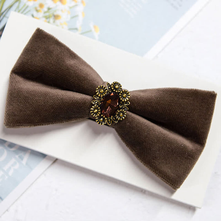 Men's Sunflower Artficial Crystal Velvet Bow Tie - image 8