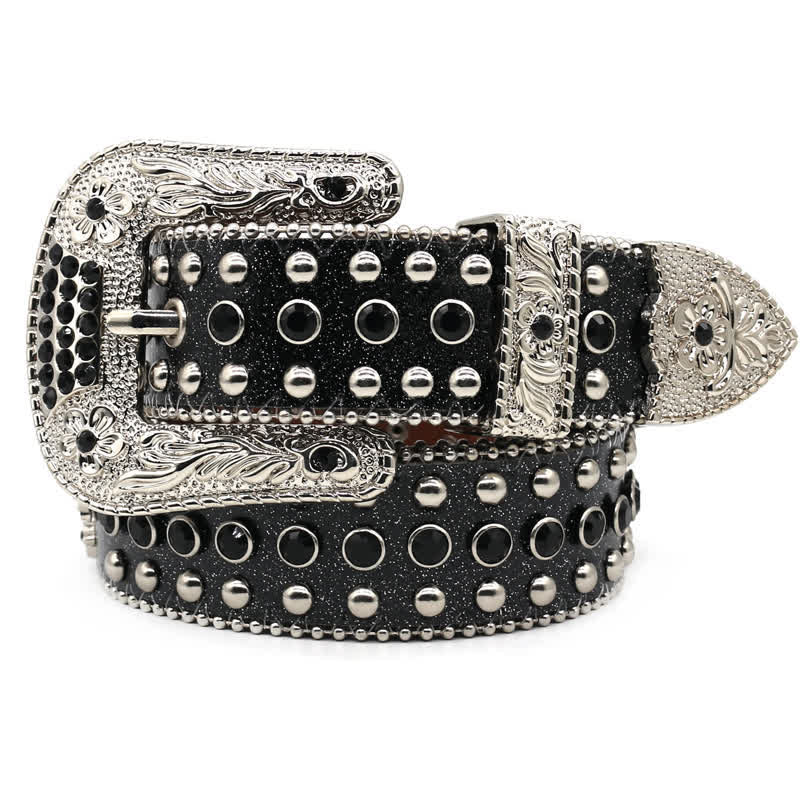 Western Bling Cross Rivet Studs Leather Belt - image 2