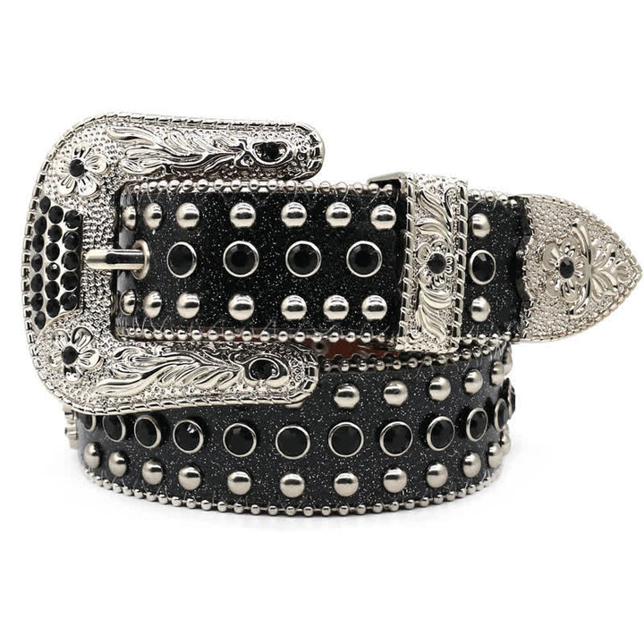 Western Bling Cross Rivet Studs Leather Belt - image 2