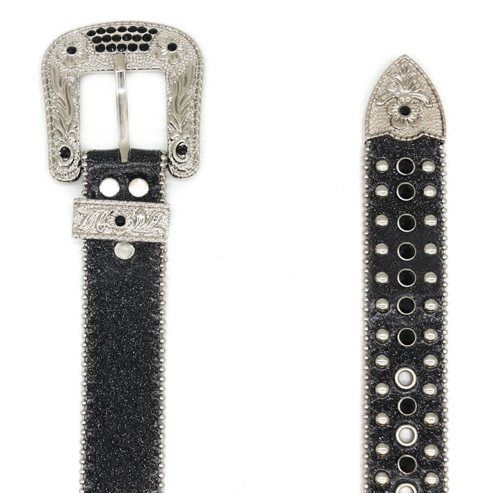 Western Bling Cross Rivet Studs Leather Belt - image 4