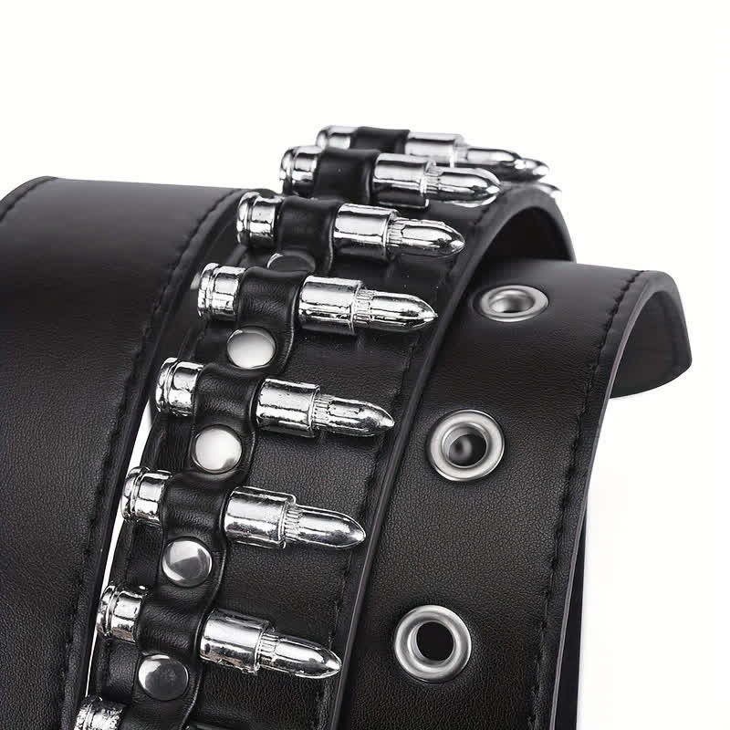Stylish Punk Bullets Rivet Decor Leather Belt - image 9