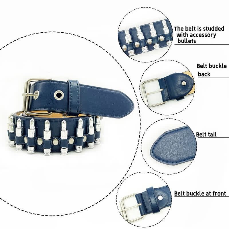 Stylish Punk Bullets Rivet Decor Leather Belt - image 4