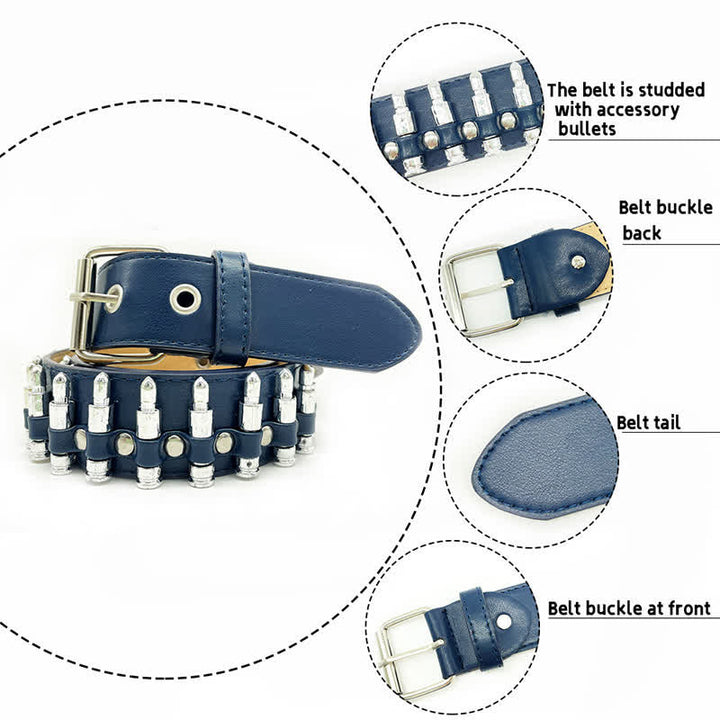 Stylish Punk Bullets Rivet Decor Leather Belt - image 4