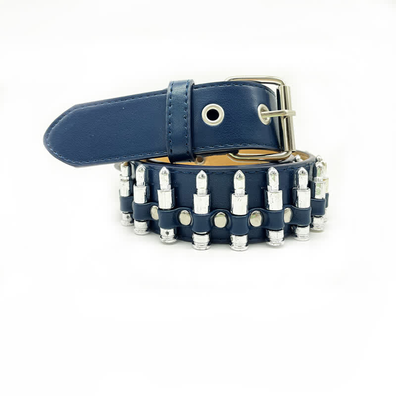 Stylish Punk Bullets Rivet Decor Leather Belt - SteelBlue - 42 - image 3