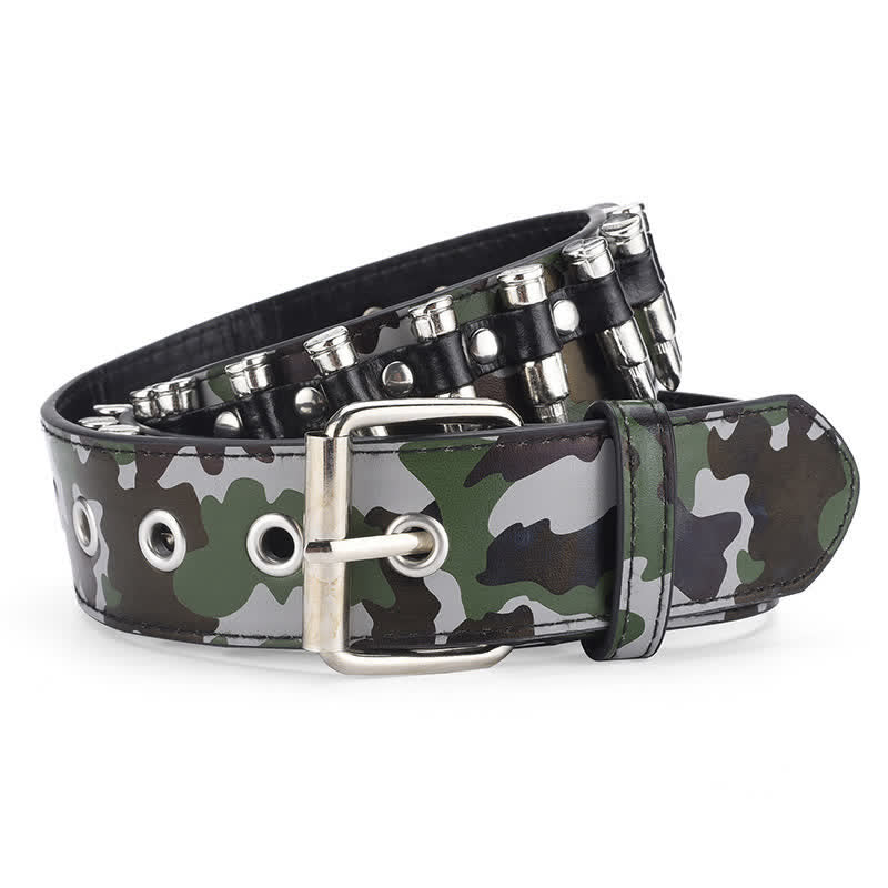 Camouflage Rock Wild Bullet Rivets Leather Belt - image 5