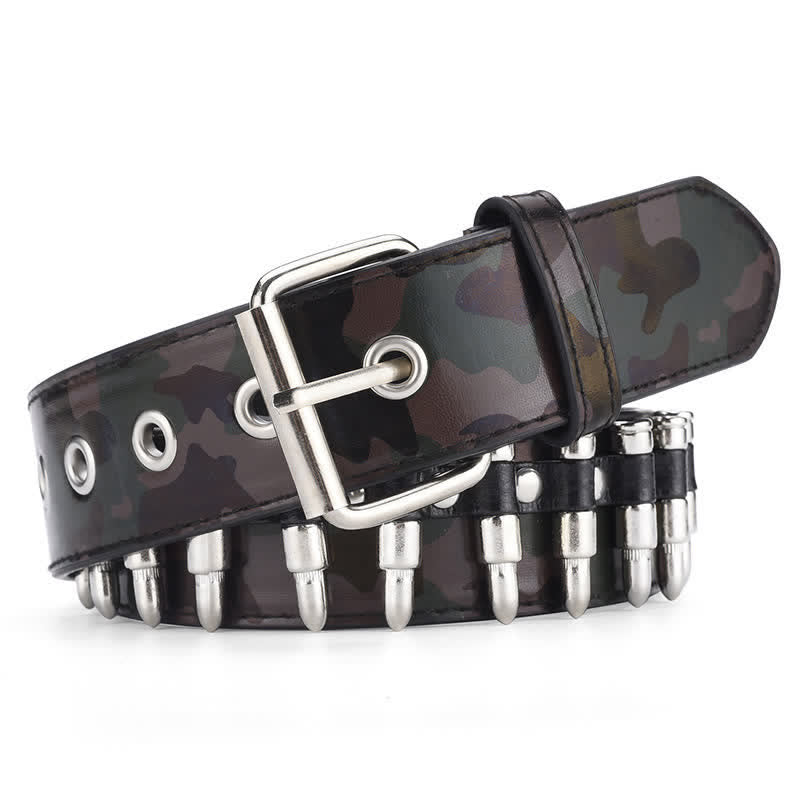 Camouflage Rock Wild Bullet Rivets Leather Belt - image 10