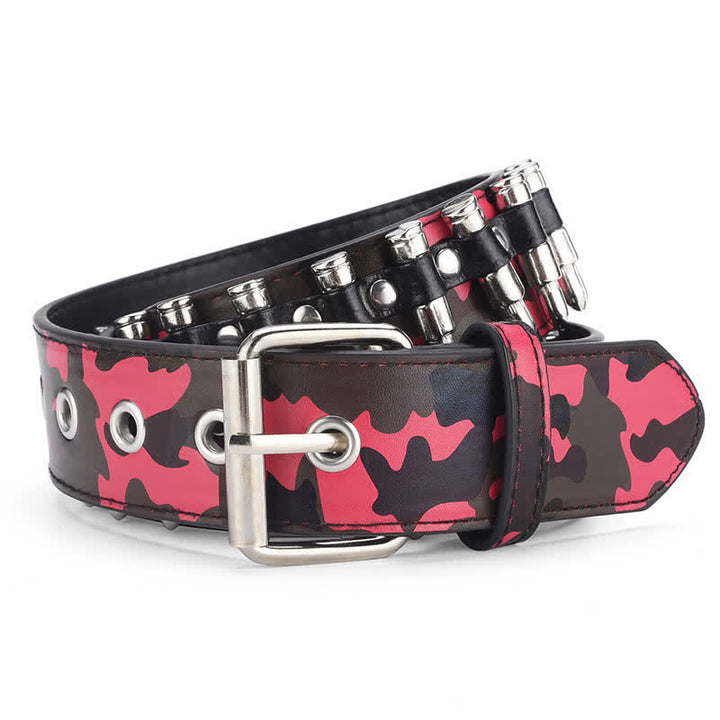 Camouflage Rock Wild Bullet Rivets Leather Belt - image 8