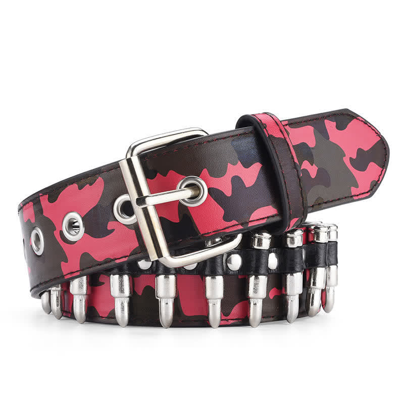 Camouflage Rock Wild Bullet Rivets Leather Belt - image 7
