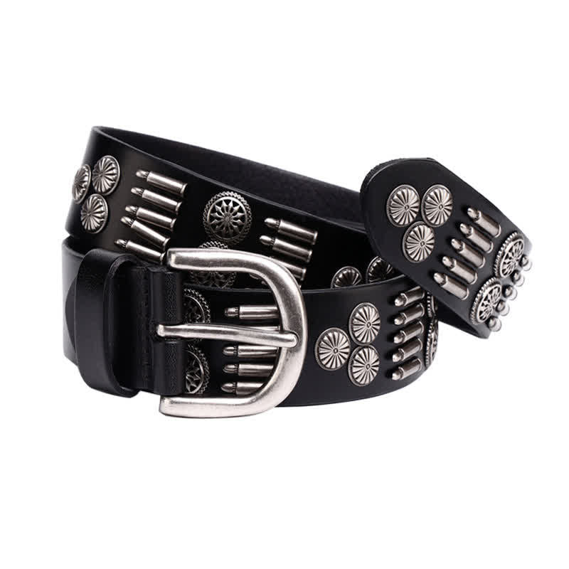 Fashion Punk Rock Metal Bullet Rivets Leather Belt - image 7