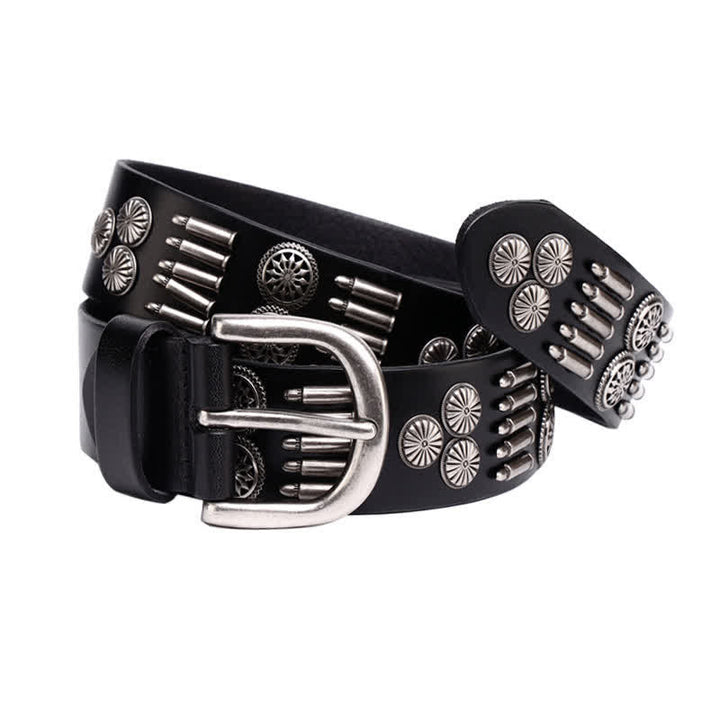 Fashion Punk Rock Metal Bullet Rivets Leather Belt - image 7