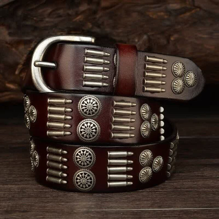 Fashion Punk Rock Metal Bullet Rivets Leather Belt - image 0