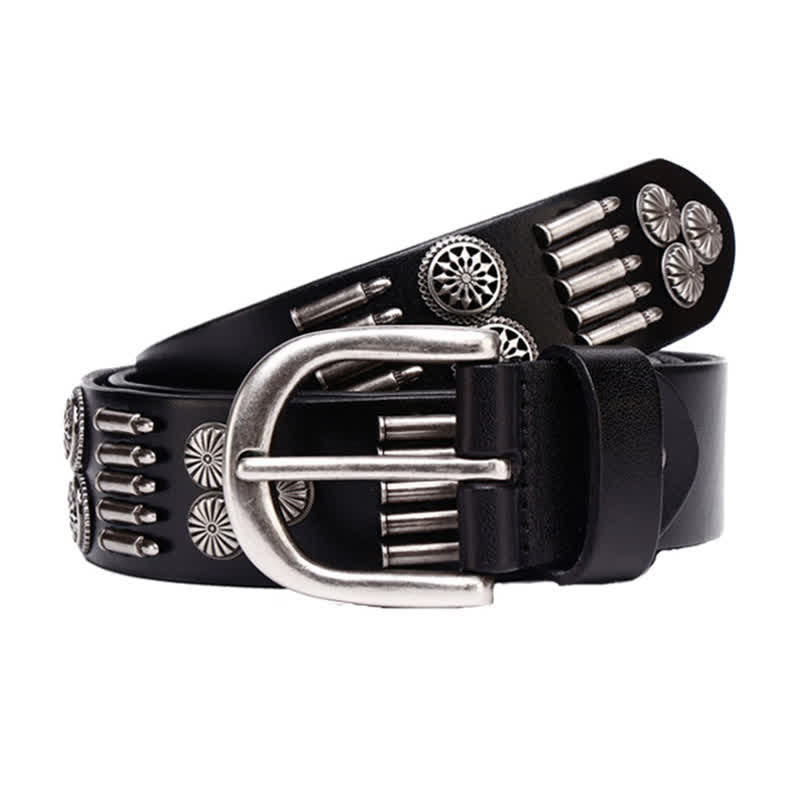 Fashion Punk Rock Metal Bullet Rivets Leather Belt - image 6