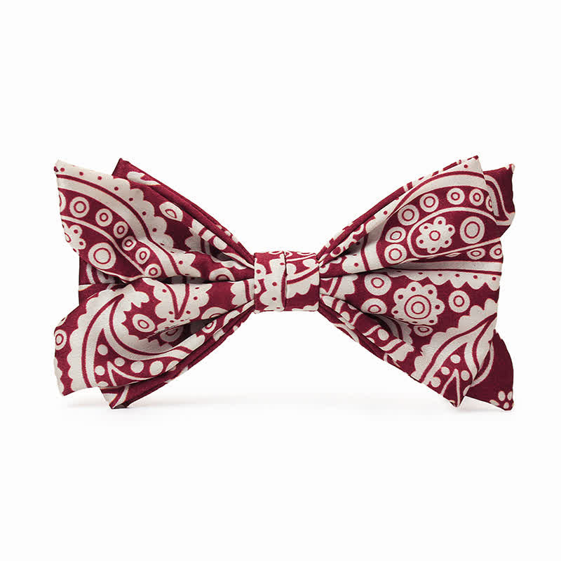 Men's Red & White Cashew Polka Dot Printed Bow Tie - Bow Tie - image 0
