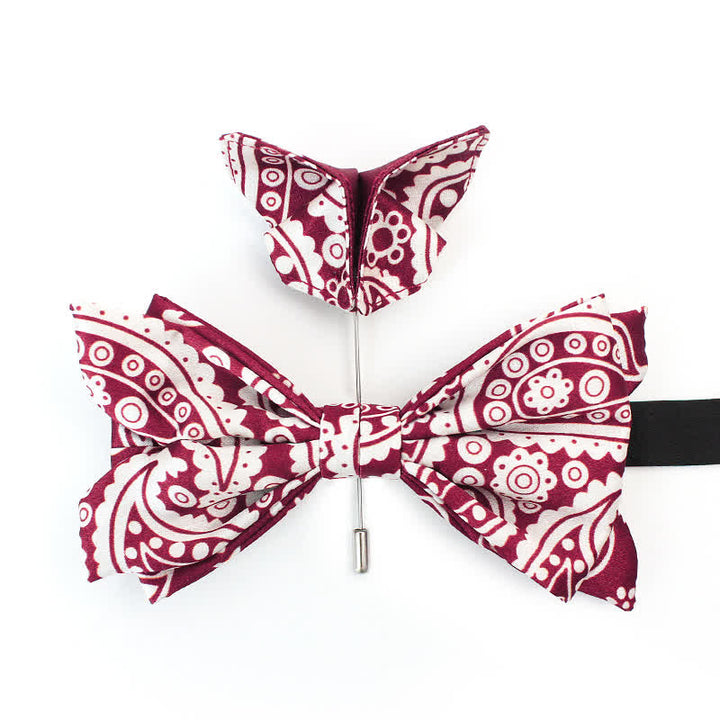 Men's Red & White Cashew Polka Dot Printed Bow Tie - Bow Tie & Brooch Pin - image 2