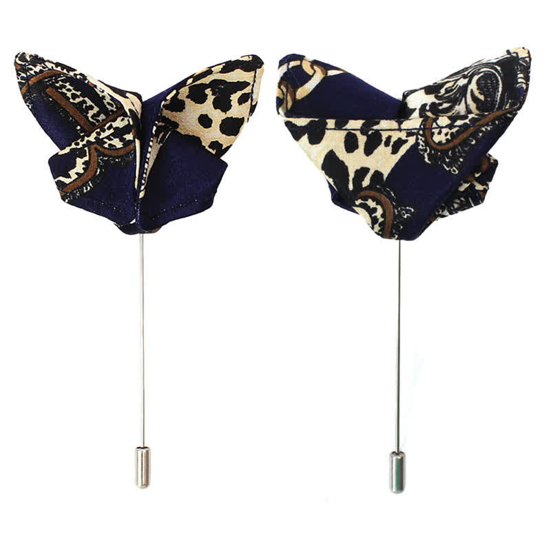 Men's Luxurious Navy & Beige Patterned Bow Tie - image 5