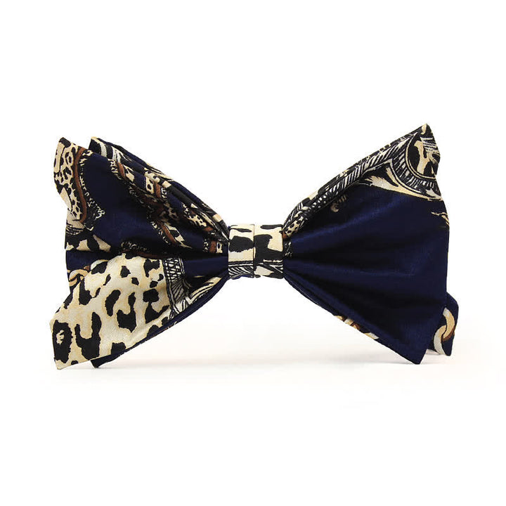 Men's Luxurious Navy & Beige Patterned Bow Tie - Bow Tie - image 0