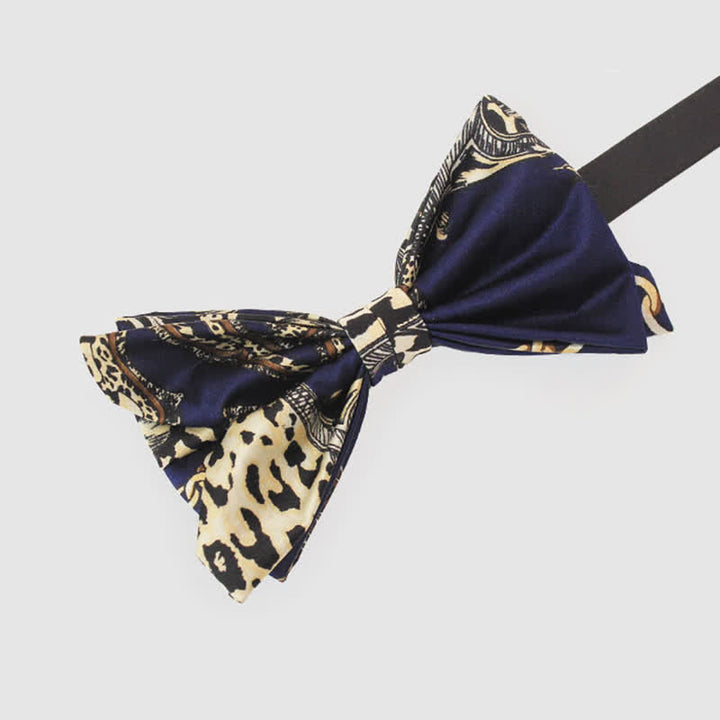Men's Luxurious Navy & Beige Patterned Bow Tie - image 1