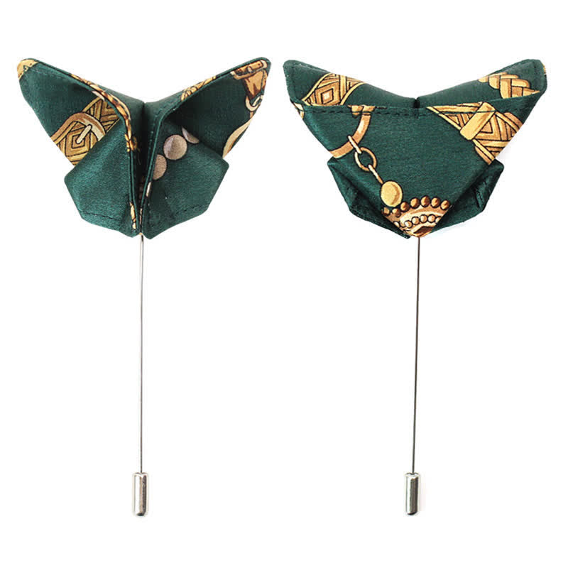 Men's Retro Green & Gold Royal Court Print Bow Tie - image 4