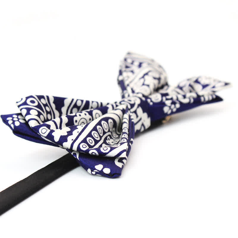 Men's Navy & White Cashew Polka Dot Printed Bow Tie - image 2