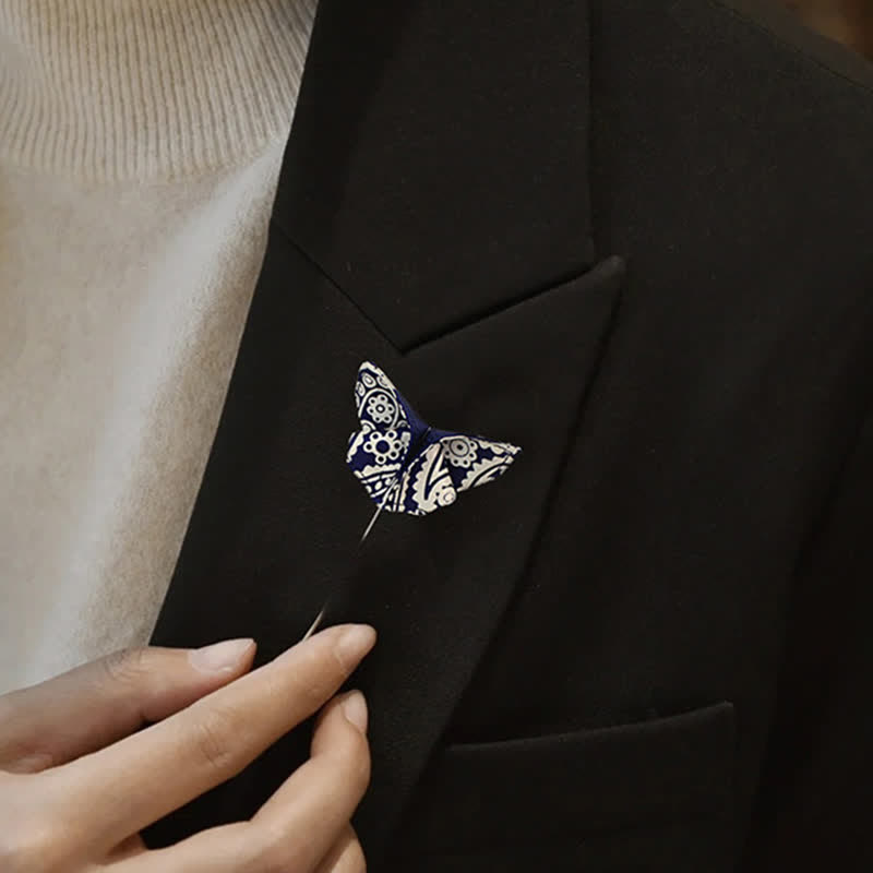 Men's Navy & White Cashew Polka Dot Printed Bow Tie - image 4