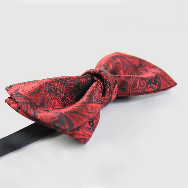 Men's Elegant British Style Burgundy Paisley Bow Tie - image 6