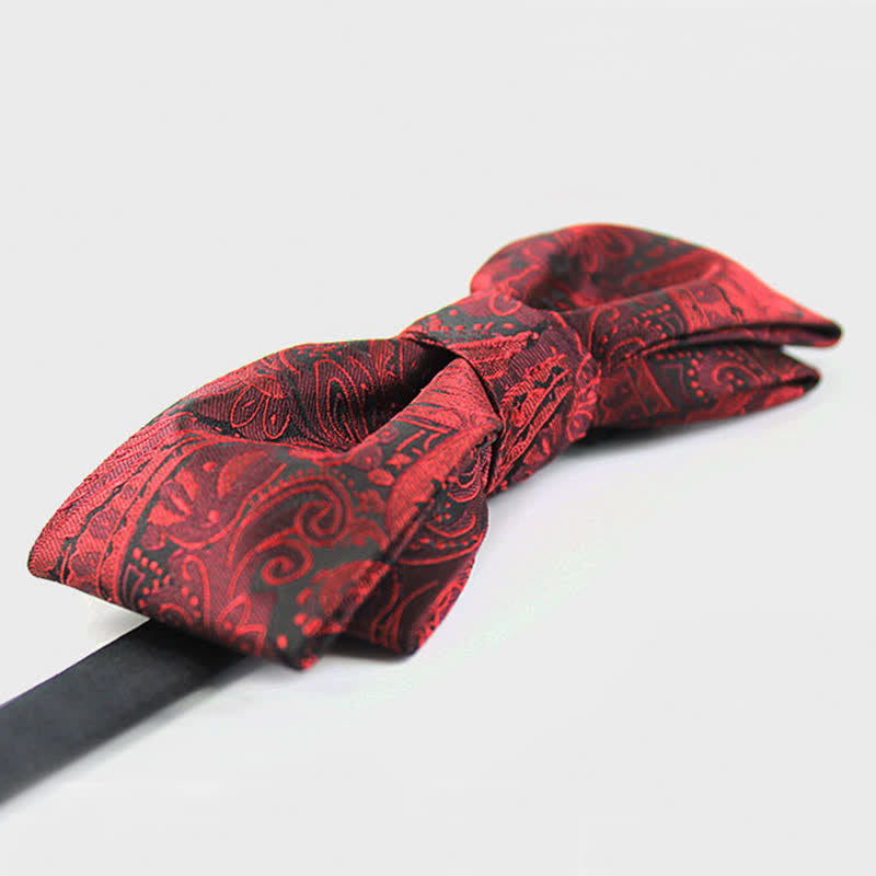 Men's Elegant British Style Burgundy Paisley Bow Tie - image 8