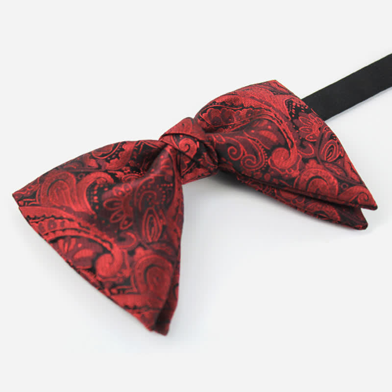Men's Elegant British Style Burgundy Paisley Bow Tie - image 1