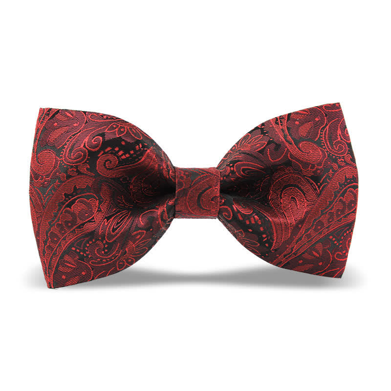 Men's Elegant British Style Burgundy Paisley Bow Tie - Style #5 - image 11