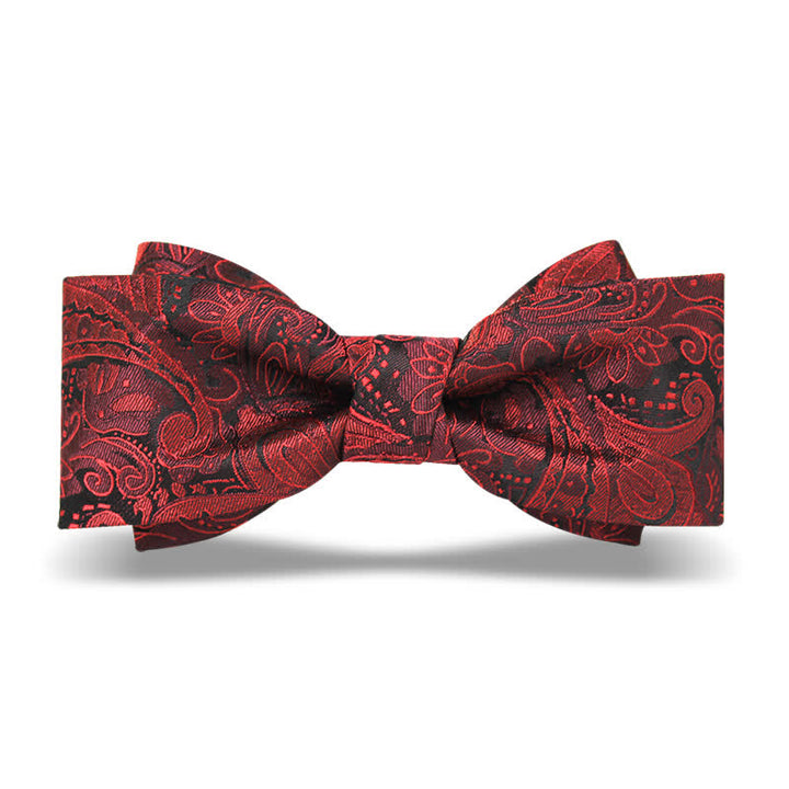 Men's Elegant British Style Burgundy Paisley Bow Tie - Style #3 - image 7