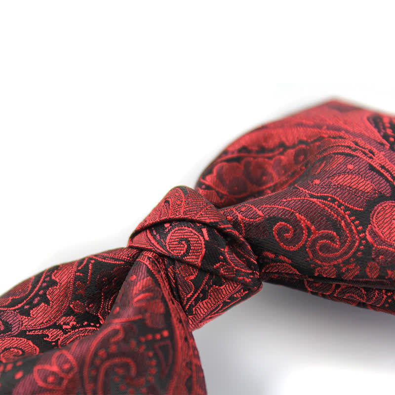 Men's Elegant British Style Burgundy Paisley Bow Tie - image 3