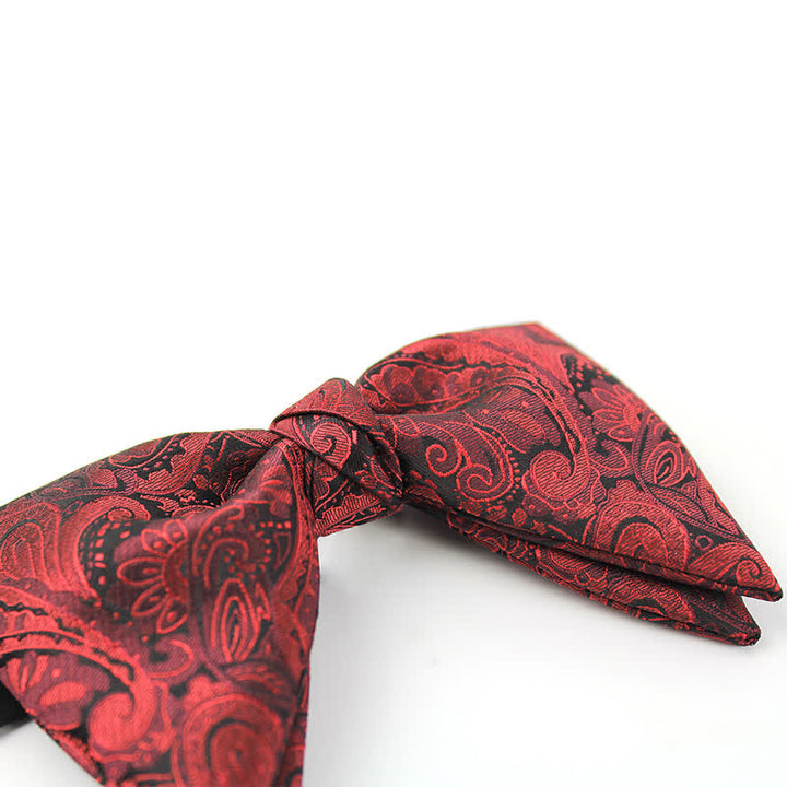 Men's Elegant British Style Burgundy Paisley Bow Tie - image 4