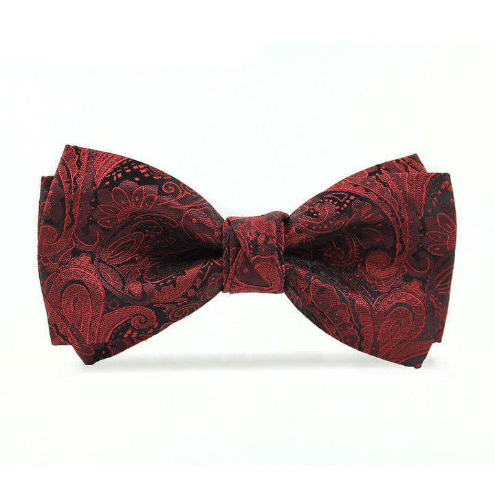 Men's Elegant British Style Burgundy Paisley Bow Tie - Style #2 - image 5