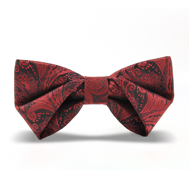 Men's Elegant British Style Burgundy Paisley Bow Tie - Style #4 - image 9