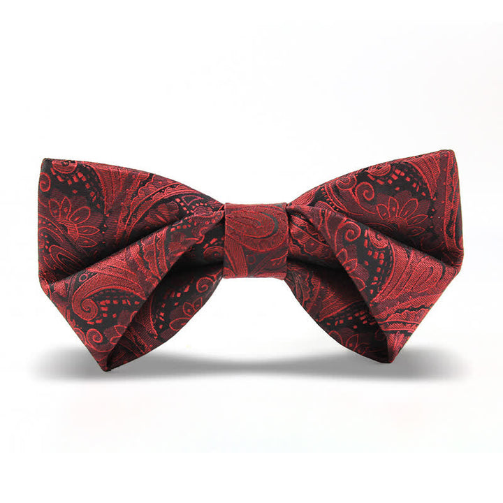 Men's Elegant British Style Burgundy Paisley Bow Tie - Style #4 - image 9