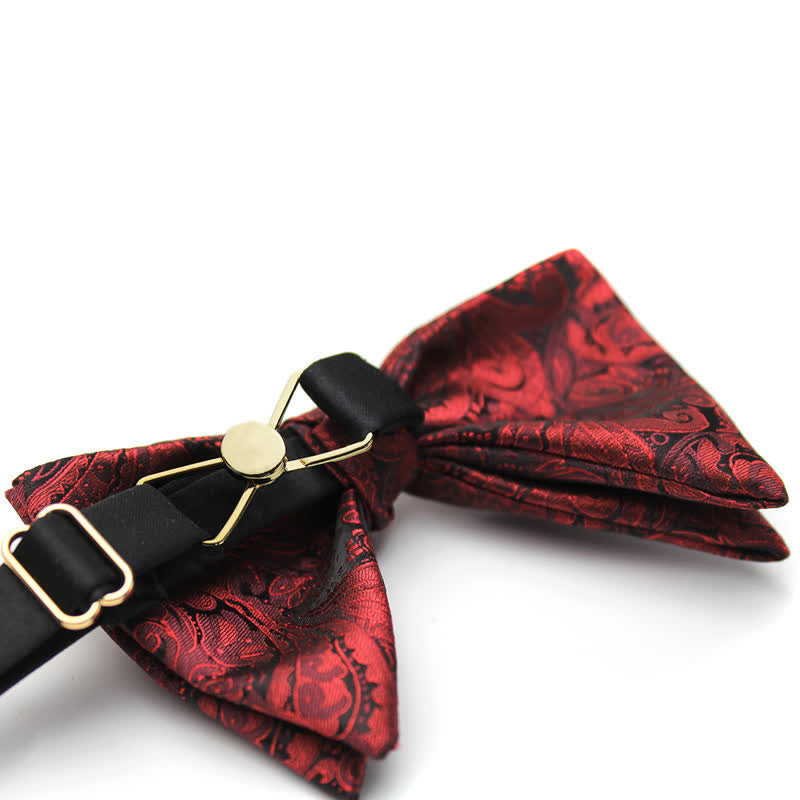 Men's Elegant British Style Burgundy Paisley Bow Tie - image 2