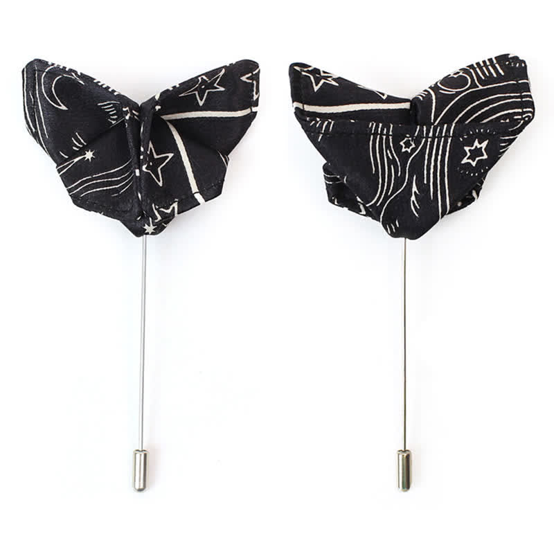 Men's Black Sun Moon Stars Pattern Bow Tie - image 4