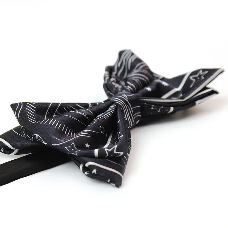 Men's Black Sun Moon Stars Pattern Bow Tie - image 2