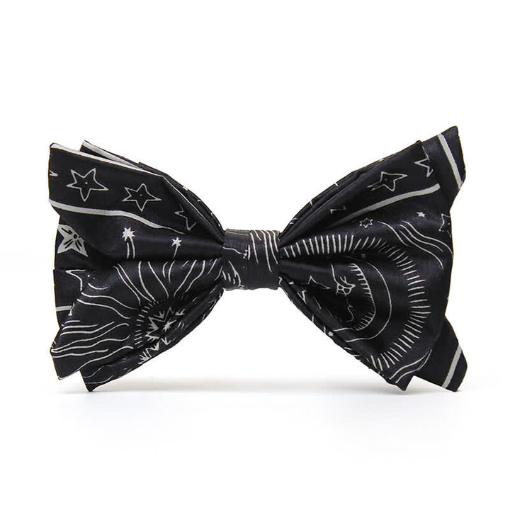 Men's Black Sun Moon Stars Pattern Bow Tie - Bow Tie - image 0
