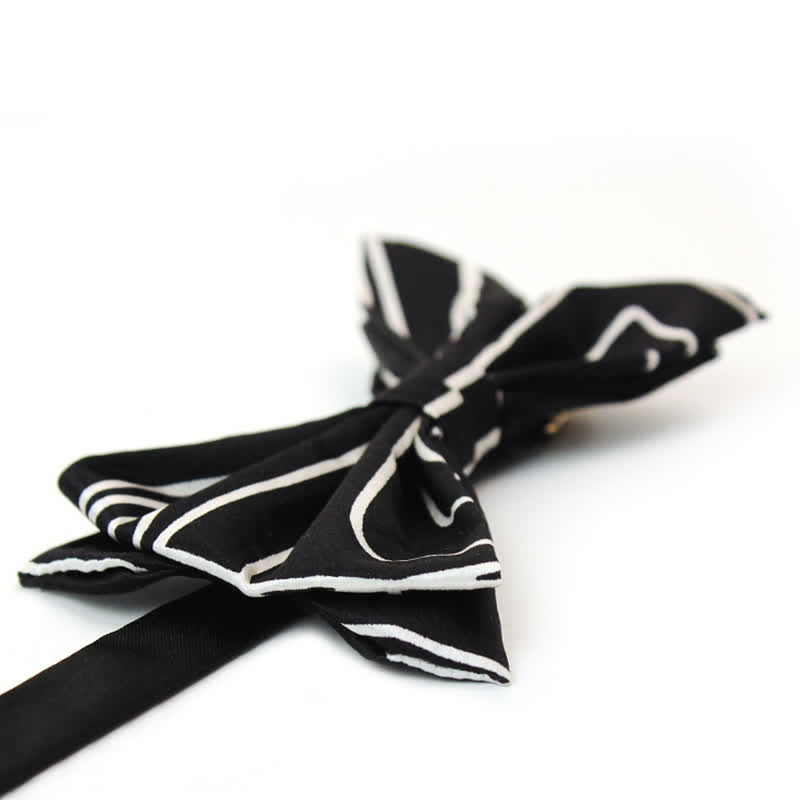 Men's Black & White Geometric Lines Bow Tie - image 2