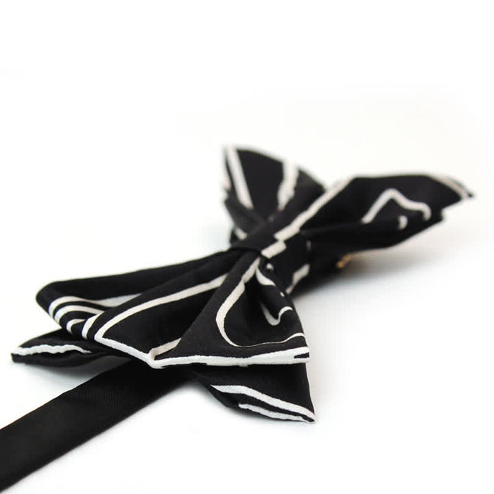 Men's Black & White Geometric Lines Bow Tie - image 2