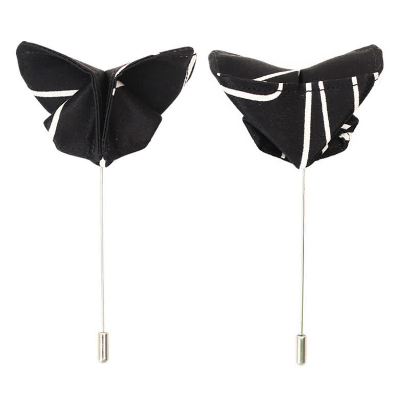 Men's Black & White Geometric Lines Bow Tie - image 4