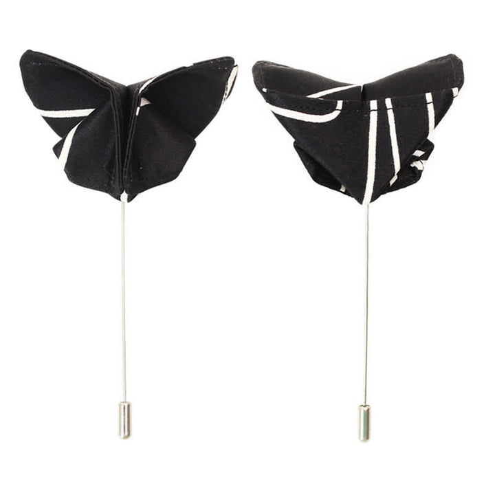 Men's Black & White Geometric Lines Bow Tie - image 4